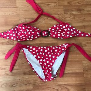 Victoria Secret dark pink polka dot bikini L